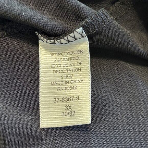 Denim 24/7 Wms 3X Black Embellished Scoop Neck Tunic Top Studded Lace Up Chain - Picture 8 of 10